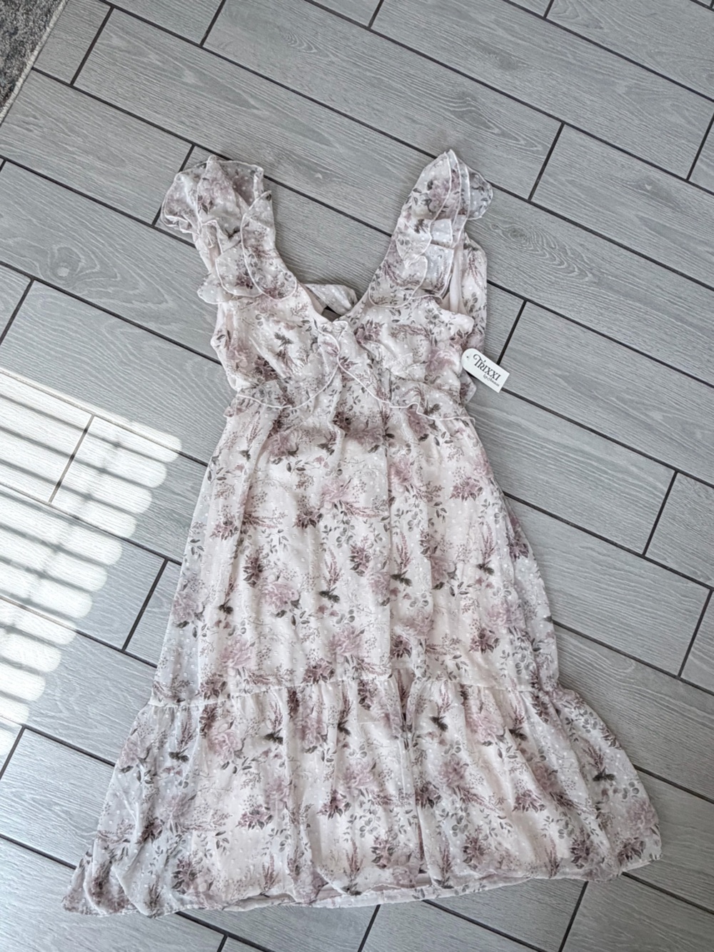 Trixxi Floral Maxi Dress in Blush and Cream